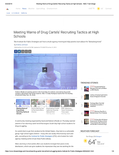 Meeting Warns of Drug Cartels Recruiting Tactics at High Schools - NBC 7 San Diego